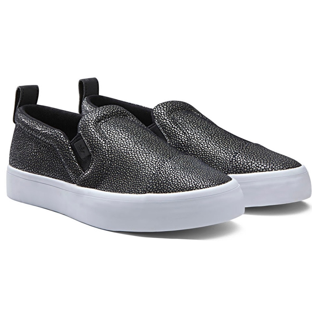 ADIDAS X RITA ORA Black Metallic Polka Dot Speck Leather Slip On Sneaker